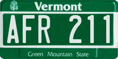 VT license plate AFR211