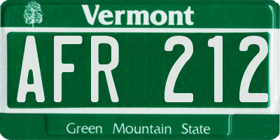 VT license plate AFR212