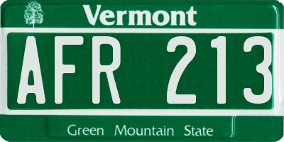 VT license plate AFR213