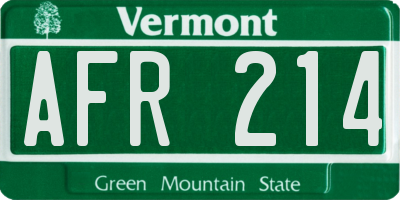 VT license plate AFR214