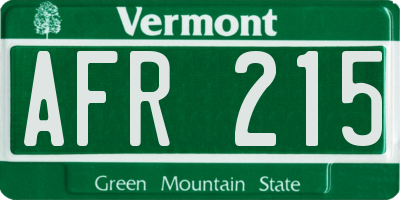 VT license plate AFR215