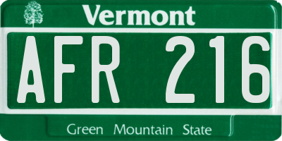 VT license plate AFR216