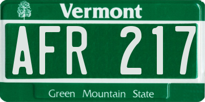 VT license plate AFR217