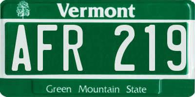 VT license plate AFR219