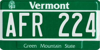 VT license plate AFR224