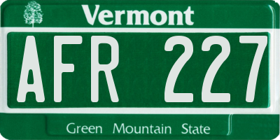 VT license plate AFR227