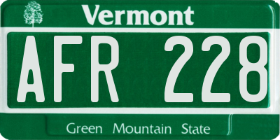 VT license plate AFR228