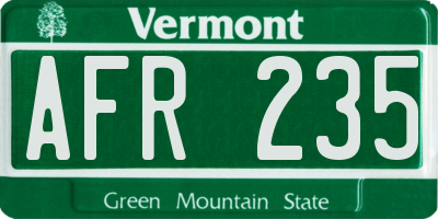 VT license plate AFR235
