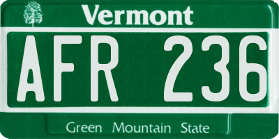 VT license plate AFR236