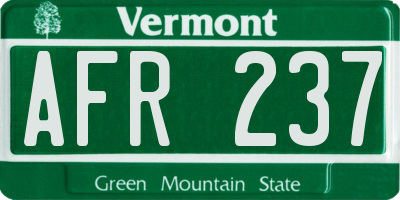 VT license plate AFR237