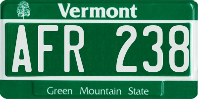 VT license plate AFR238