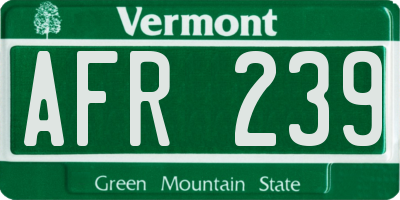 VT license plate AFR239