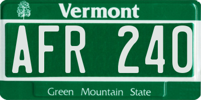 VT license plate AFR240