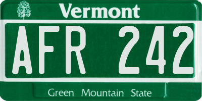 VT license plate AFR242