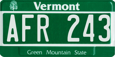 VT license plate AFR243