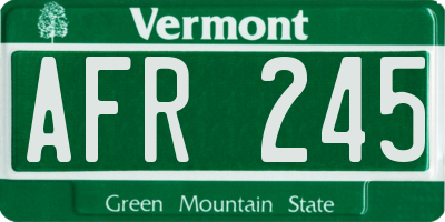 VT license plate AFR245