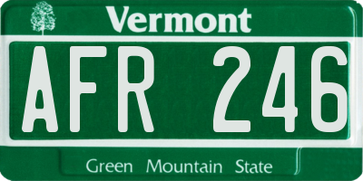 VT license plate AFR246