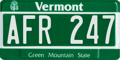 VT license plate AFR247