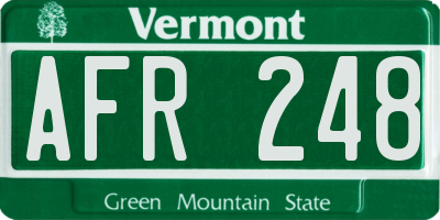 VT license plate AFR248