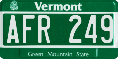 VT license plate AFR249