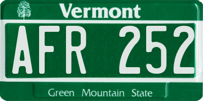 VT license plate AFR252