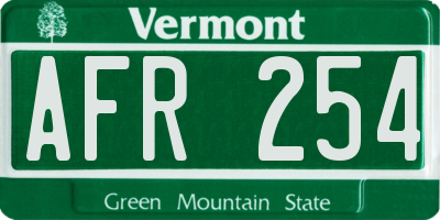 VT license plate AFR254