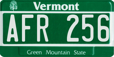 VT license plate AFR256