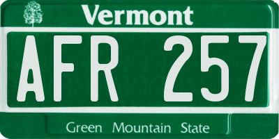 VT license plate AFR257