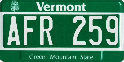 VT license plate AFR259