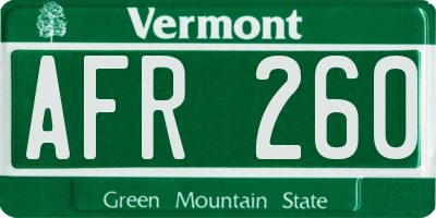 VT license plate AFR260