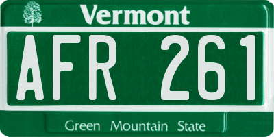 VT license plate AFR261