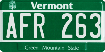 VT license plate AFR263
