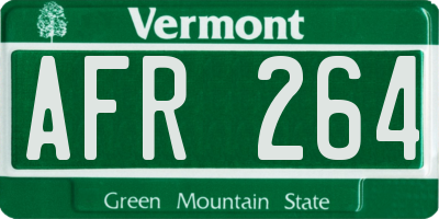 VT license plate AFR264