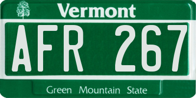 VT license plate AFR267