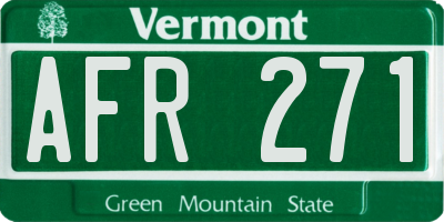 VT license plate AFR271