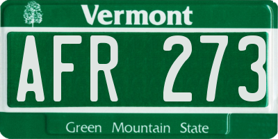 VT license plate AFR273