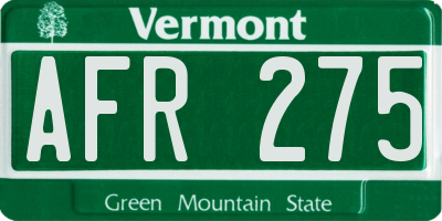 VT license plate AFR275