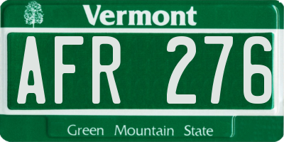 VT license plate AFR276