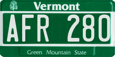 VT license plate AFR280