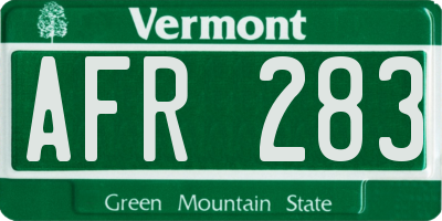 VT license plate AFR283