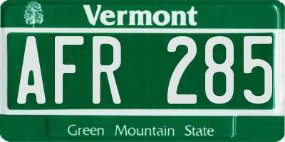 VT license plate AFR285