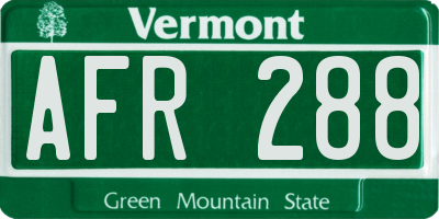 VT license plate AFR288