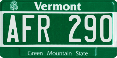 VT license plate AFR290