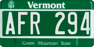 VT license plate AFR294