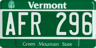 VT license plate AFR296