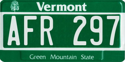 VT license plate AFR297
