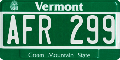 VT license plate AFR299