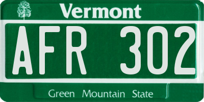 VT license plate AFR302