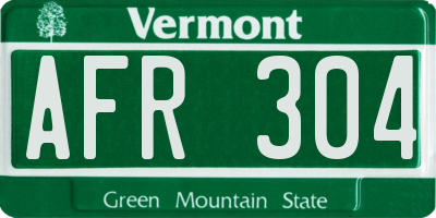 VT license plate AFR304