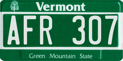 VT license plate AFR307